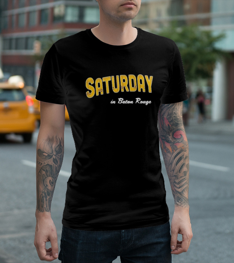 Saturday in Baton Rouge Game Day Yellow Football T-Shirt