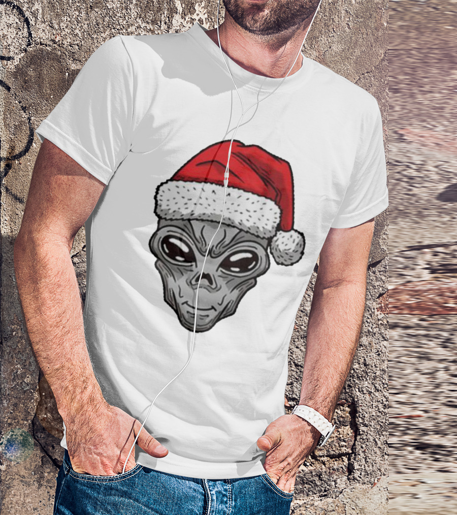 Santa Hat Alien Xmas T-Shirt