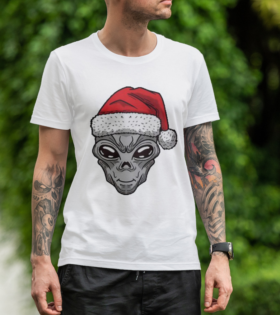 Santa Hat Alien Xmas T-Shirt