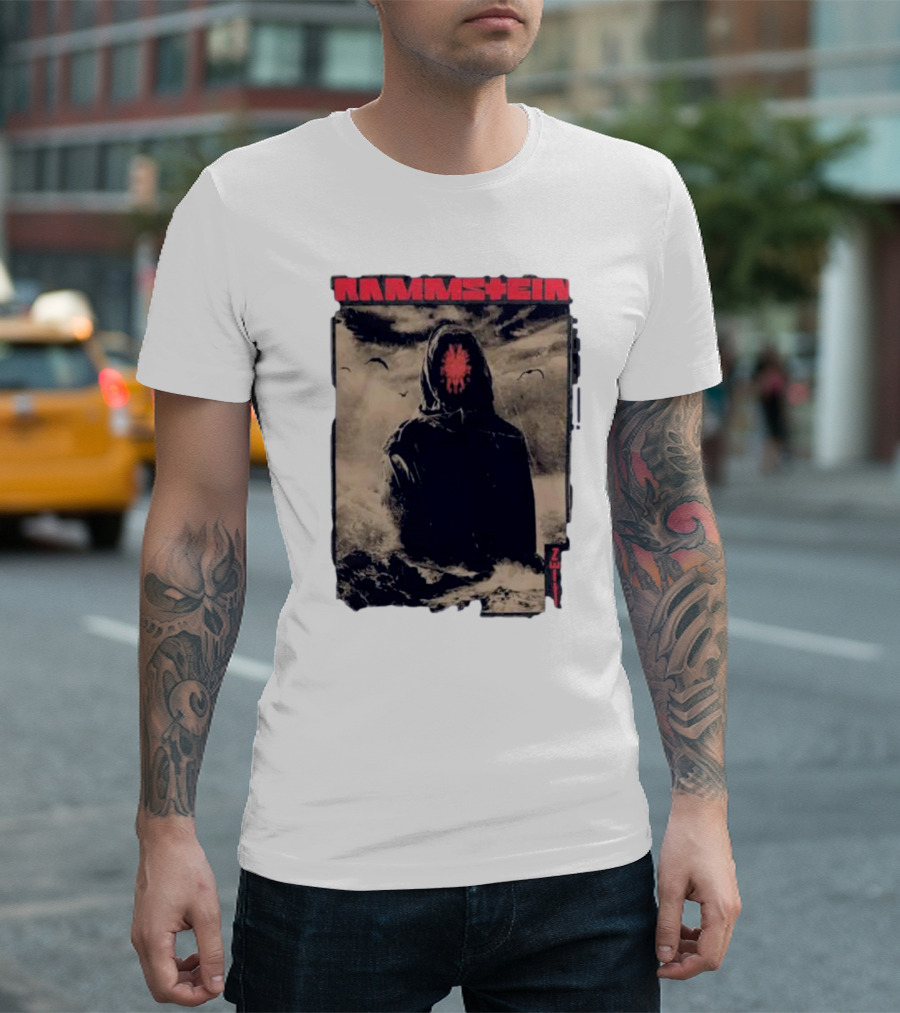 Rammstein Zeithuter Hooded Figure in Stormy Seascape with Birds T-Shirt