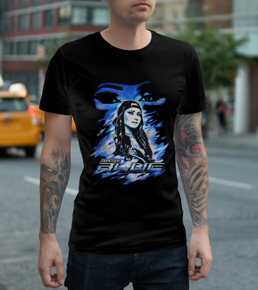 Skye Blue Spookye Blue Blue-Hued Portrait With Intense Eye T-Shirt