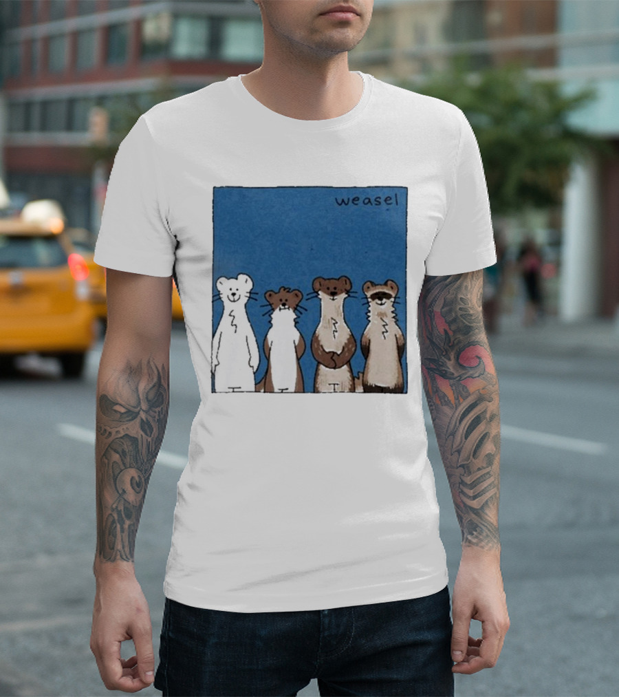 Weasel Quartet Cartoon Art Featuring Four Cute Mustelids T-Shirt