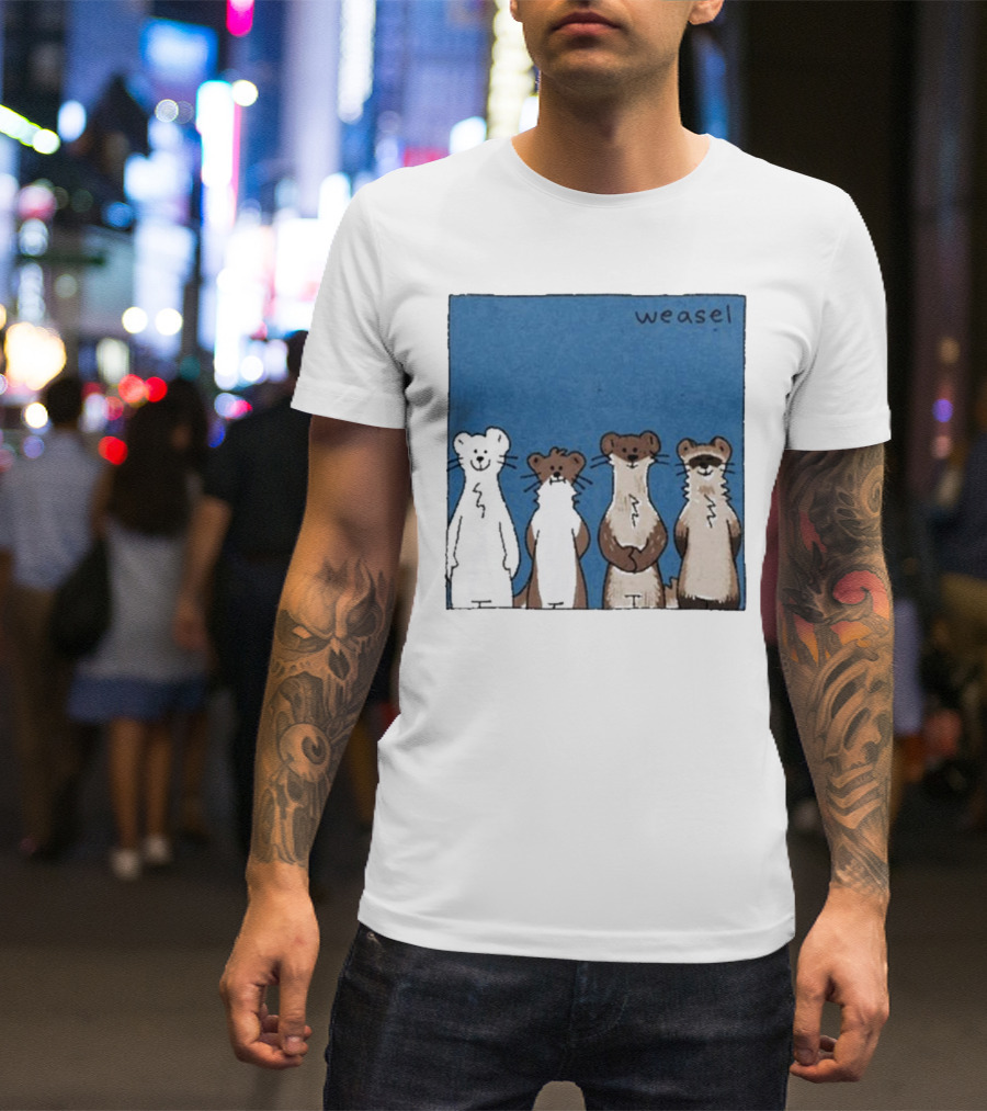 Weasel Quartet Cartoon Art Featuring Four Cute Mustelids T-Shirt