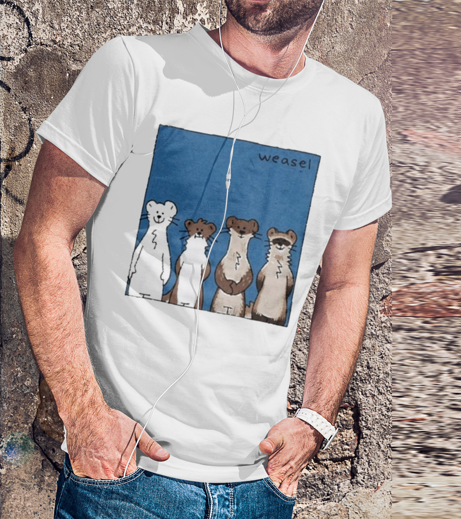 Weasel Quartet Cartoon Art Featuring Four Cute Mustelids T-Shirt