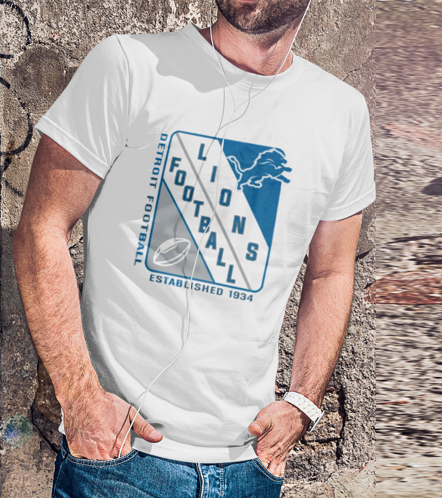 Detroit Lions Football Shield Established 1934 Iconic T-Shirt