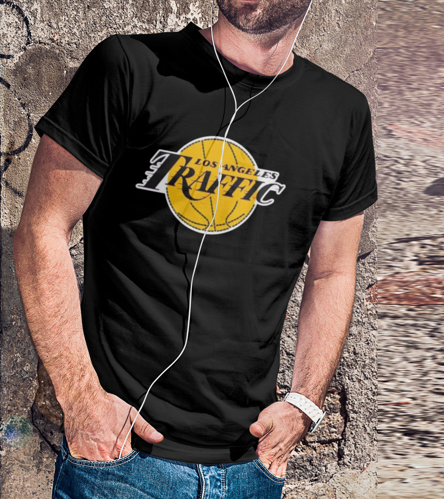 Los Angeles Traffic Basketball Yellow Circle T-Shirt