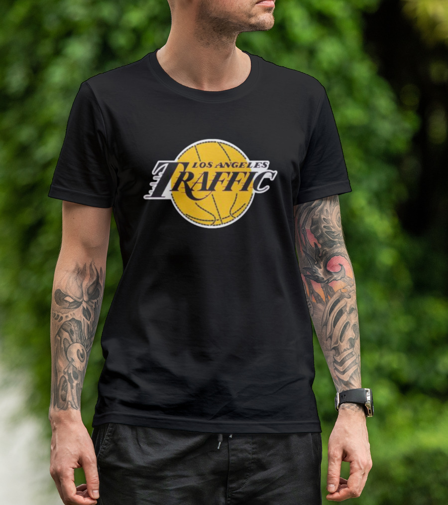 Los Angeles Traffic Basketball Yellow Circle T-Shirt