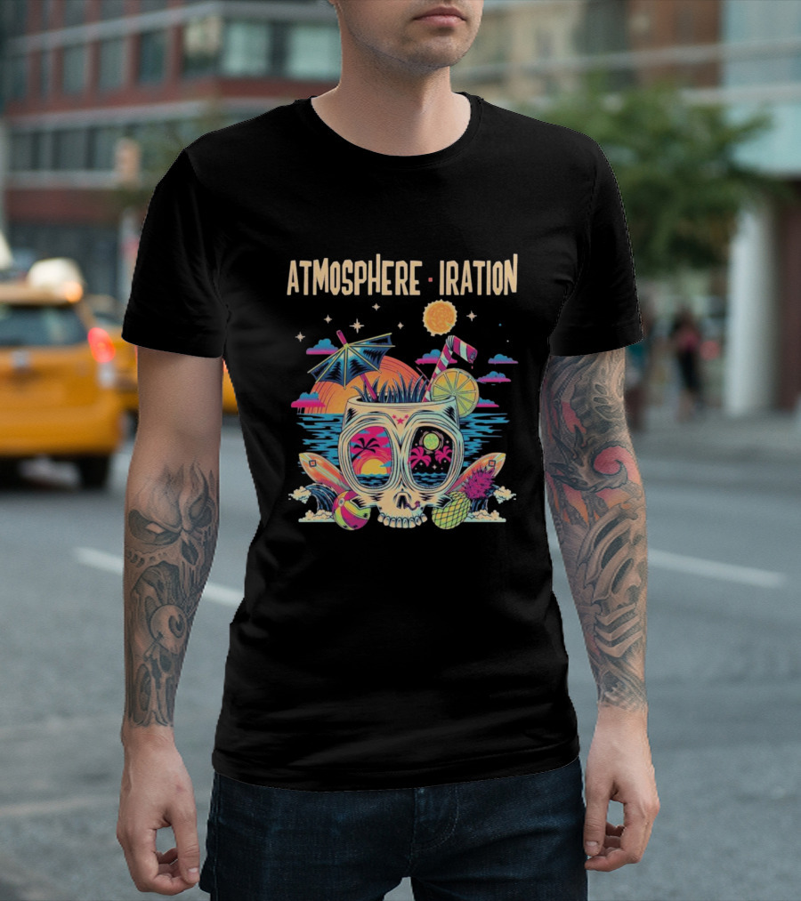 Atmosphere Iration Tropical Skull Beach Paradise T-Shirt