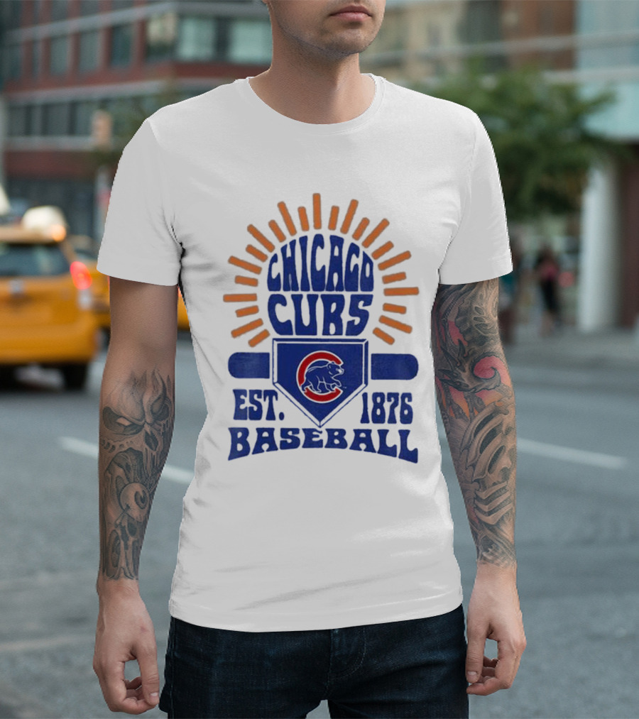 Chicago Cubs Youth Est. 1876 Baseball Sun Burst T-Shirt