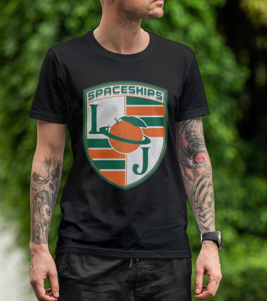 Larry June Spaceships LJ Badge Merch Clothing Store T-Shirt