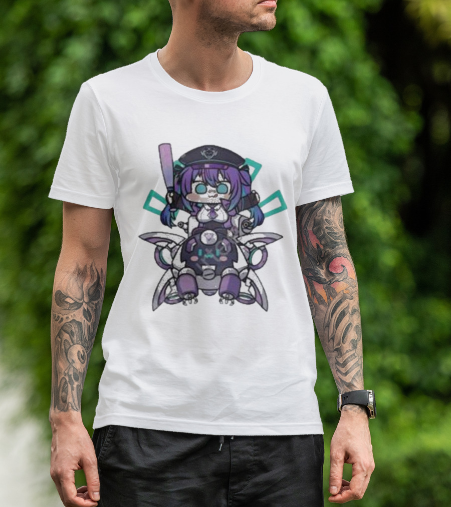 Lewd Cadet Chibi Friendship Purple Robot Companion T-Shirt