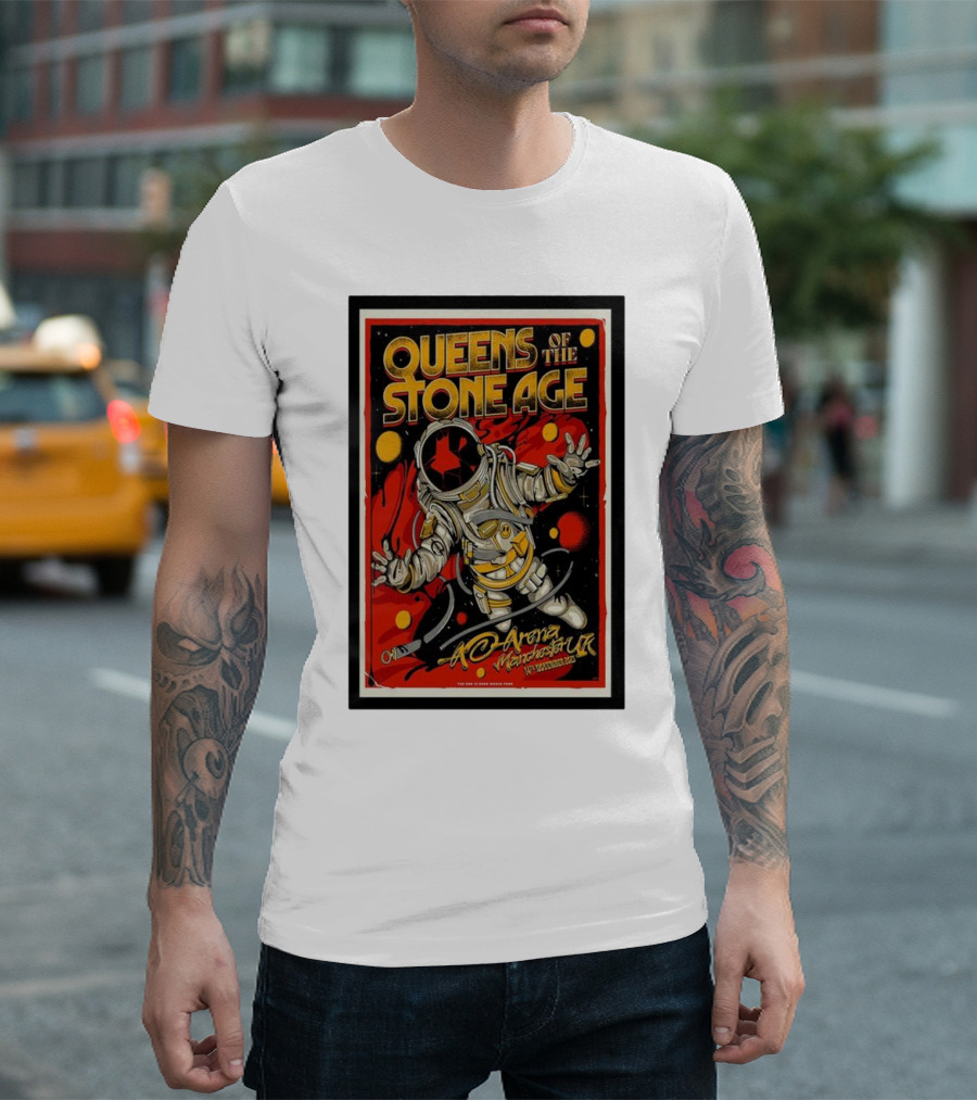 Queens Of The Stone Age AO Arena Manchester UK November 14 Astronaut Space T-Shirt