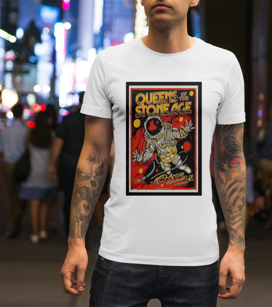 Queens Of The Stone Age AO Arena Manchester UK November 14 Astronaut Space T-Shirt