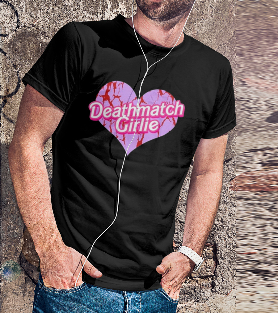 Deathmatch Girlie Heart With Pink And Red Crack T-Shirt