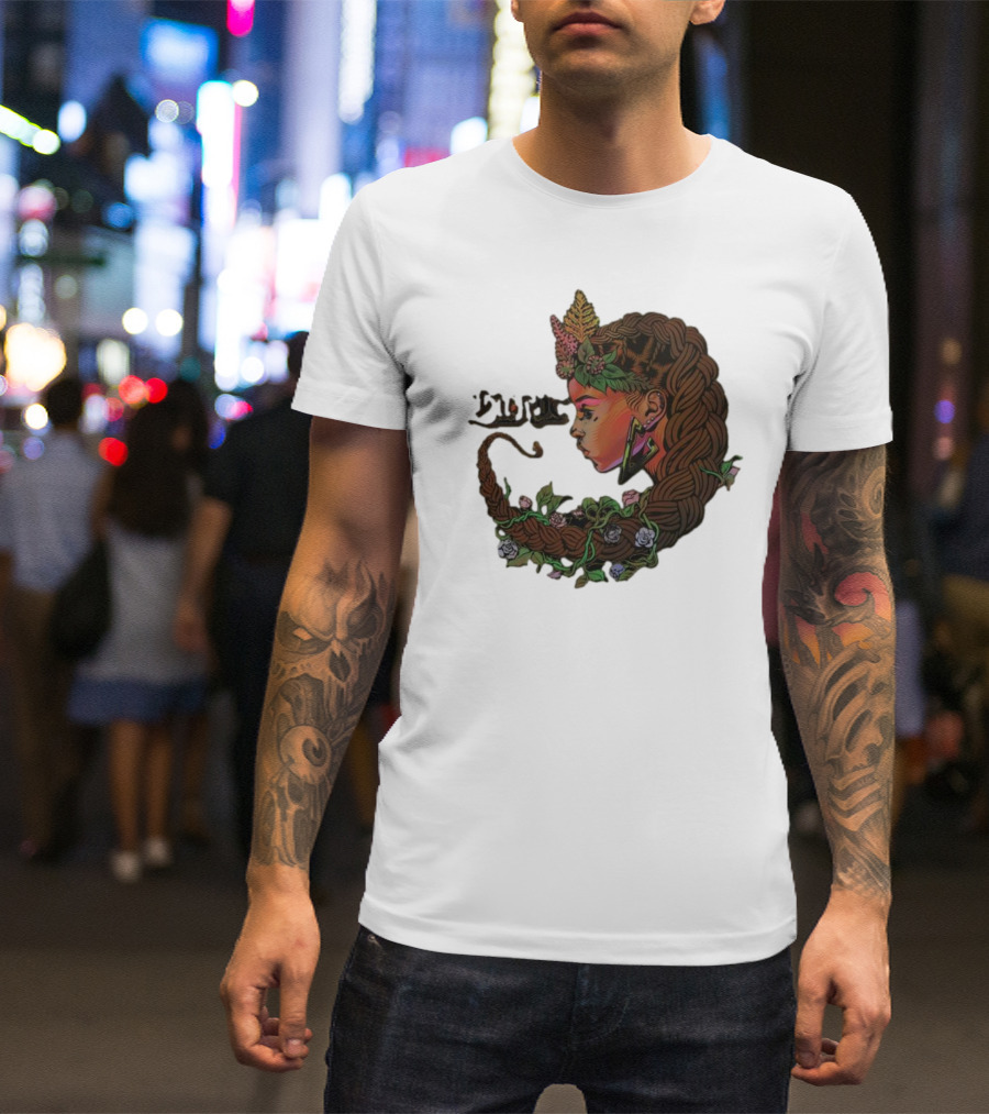 Sa-roc Wild Seeds Braided Hair Floral T-Shirt