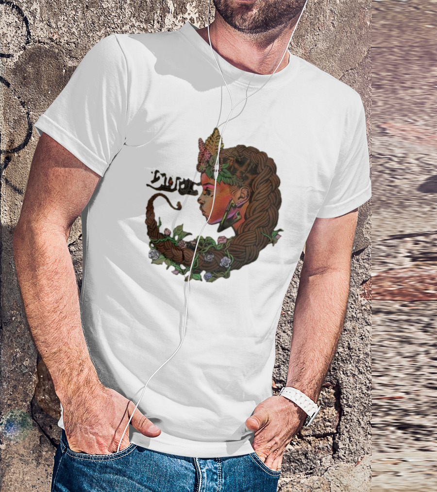 Sa-roc Wild Seeds Braided Hair Floral T-Shirt