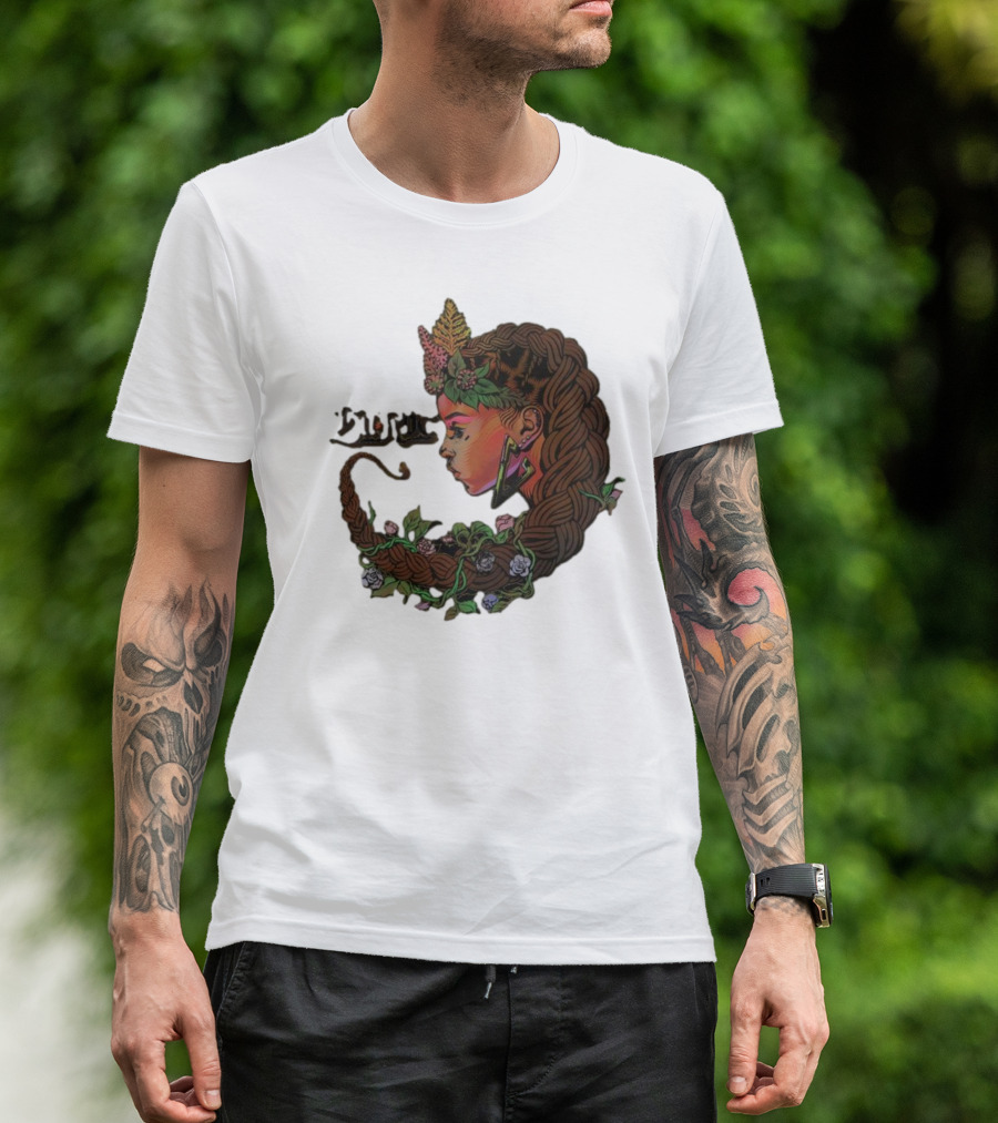 Sa-roc Wild Seeds Braided Hair Floral T-Shirt