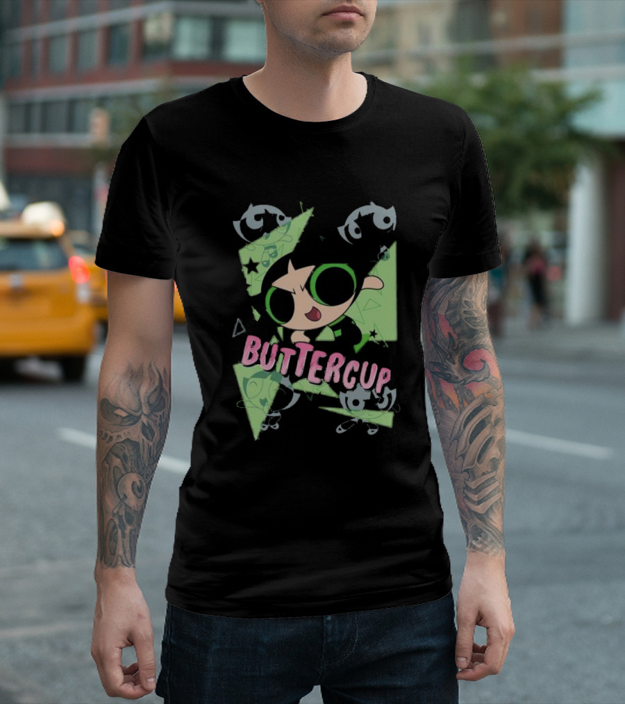 Powerpuff Girls Buttercup Moves CN Text and Symbols T-Shirt