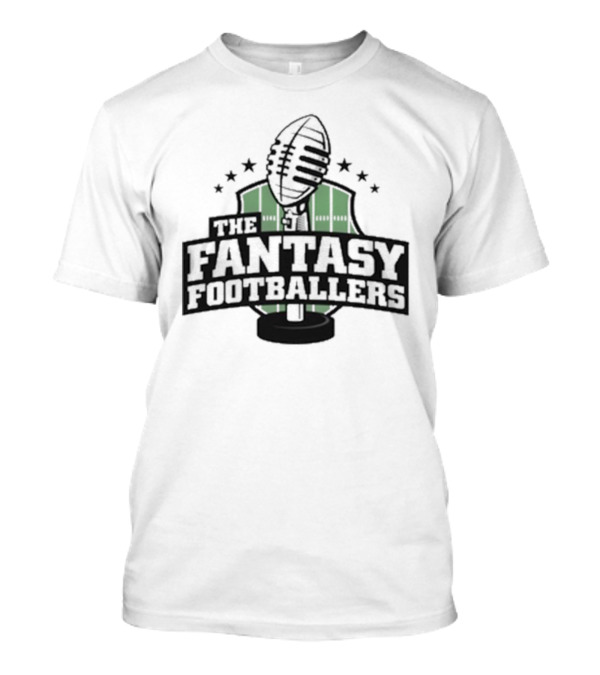 The Fantasy Footballers Podcast Microphone Logo In Green And Black With Stars T-Shirt