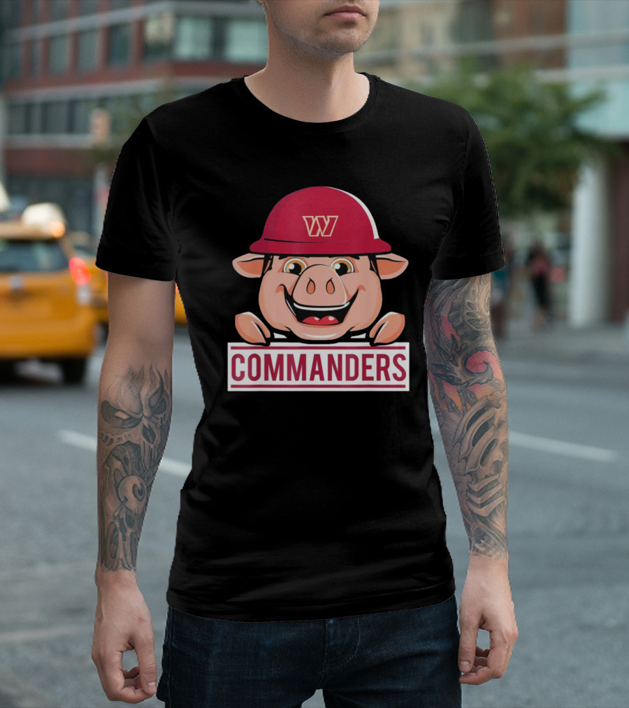 Commander Pig With Hard Hat T-Shirt