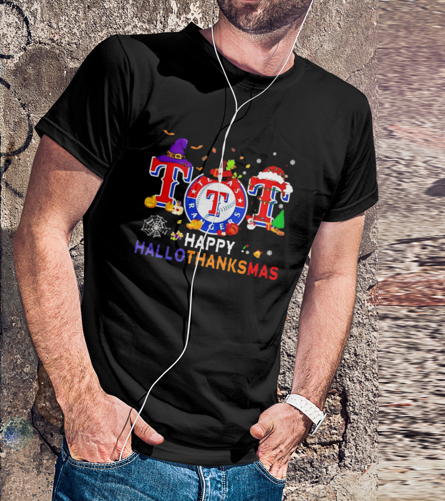 Texas Rangers Happy HalloThanksMas Holiday T-Shirt
