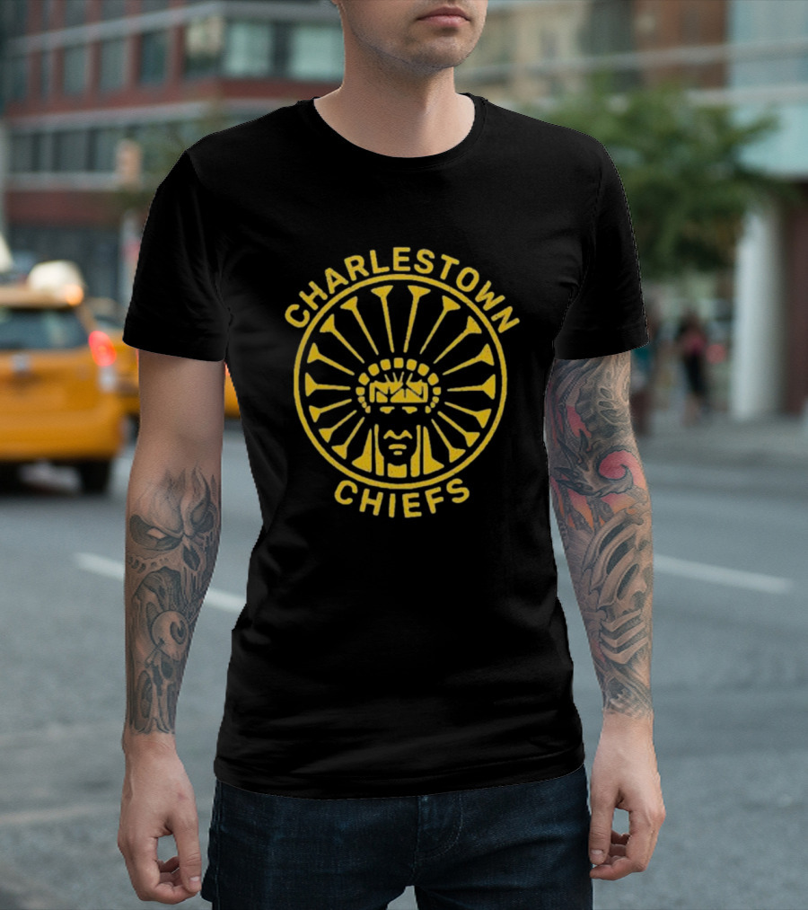 Charlestown Chiefs Yellow Native American Headdress Emblem T-Shirt