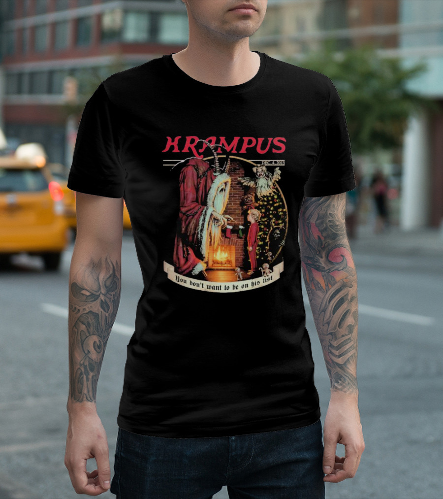 Krampus You Don't Want to Be on His List Christmas Scene T-Shirt