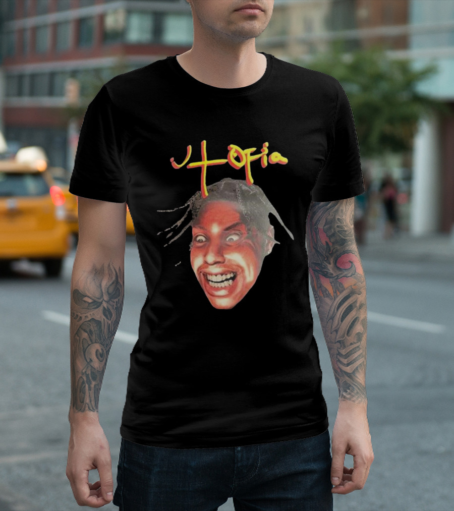 Travis Scott Utopia Grinning Face And Title T-Shirt
