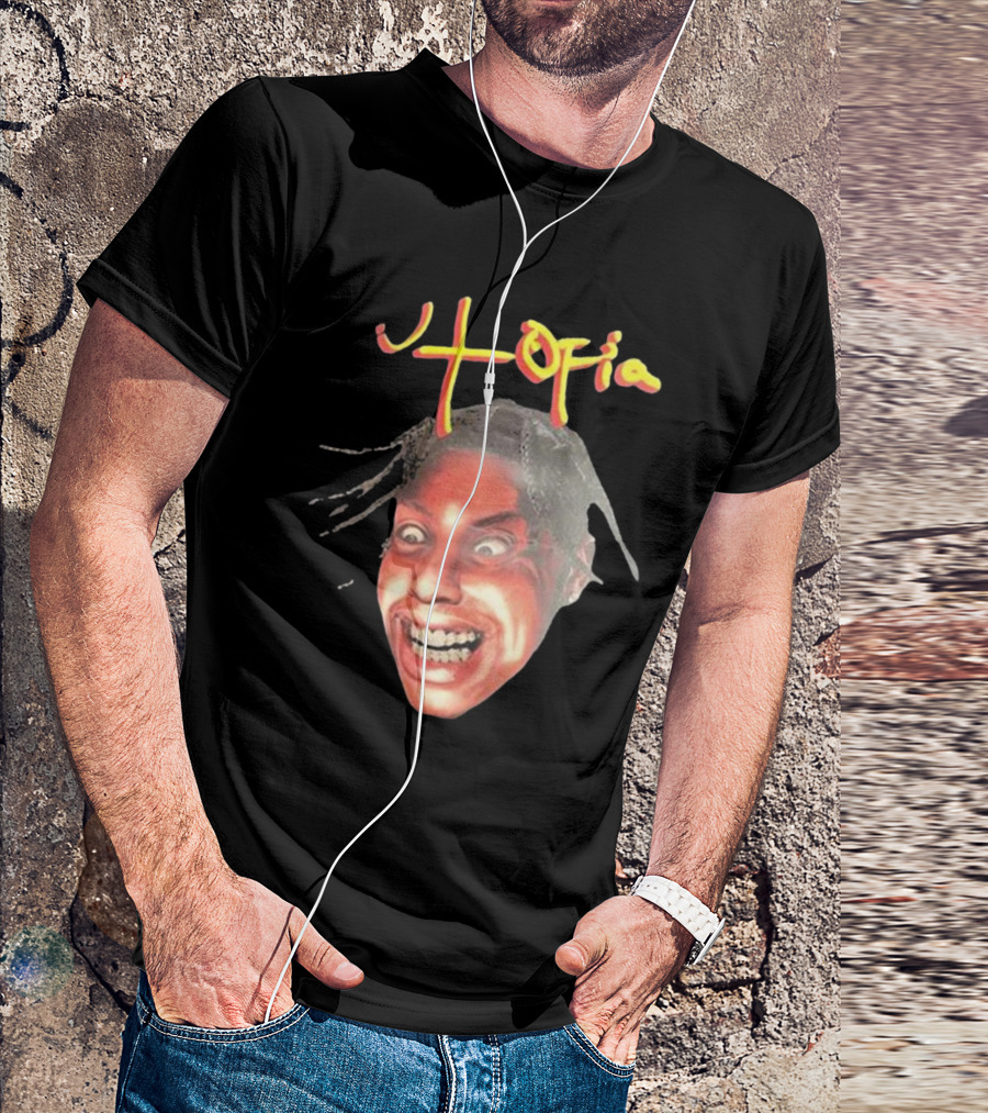 Travis Scott Utopia Grinning Face And Title T-Shirt