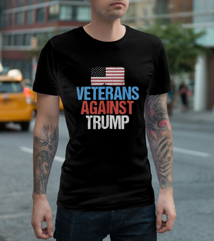 American Flag Veterans Against Trump T-Shirt