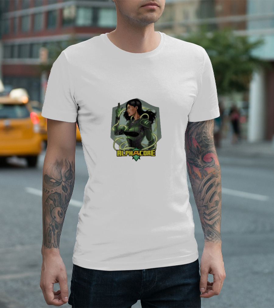Kara Lynne Ingrid Valdez Alphacore Hero with Energy Tendrils T-Shirt
