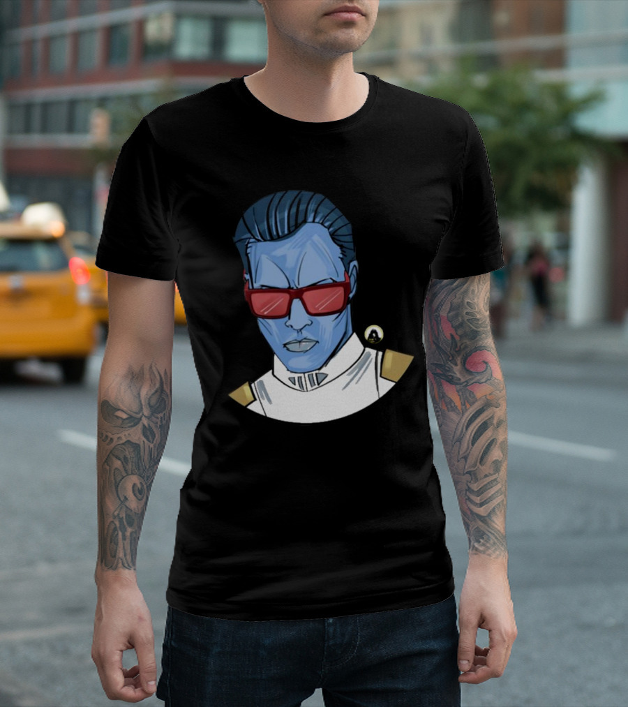 Starwarstheory Admiral Attitude Blue Character with Red Sunglasses T-Shirt