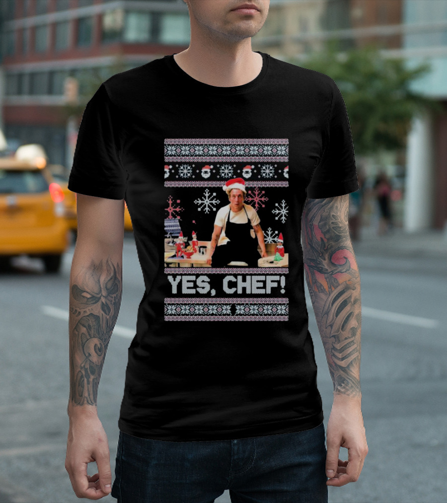 Yes Chef Snowflakes Christmas Elves Santa Hat T-Shirt