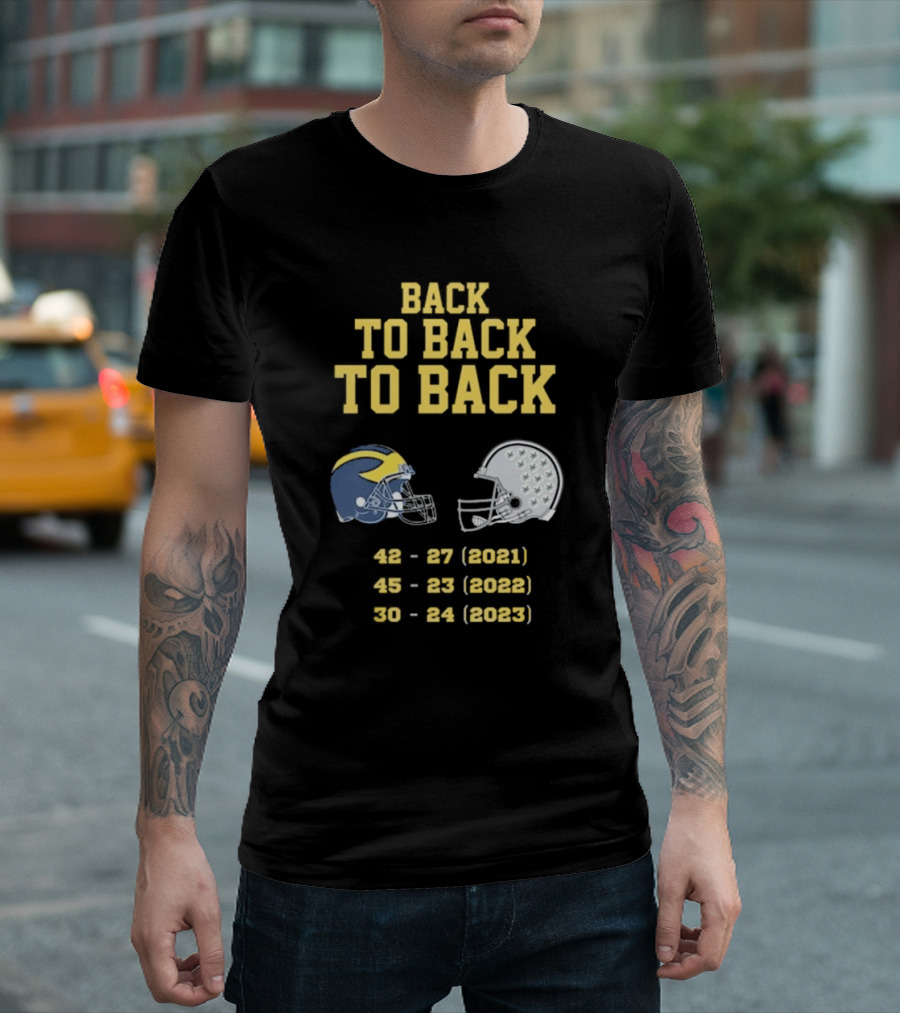 Back To Back To Back Funny Michigan Wolverines Football Free Jim Harbaugh Game T-Shirt
