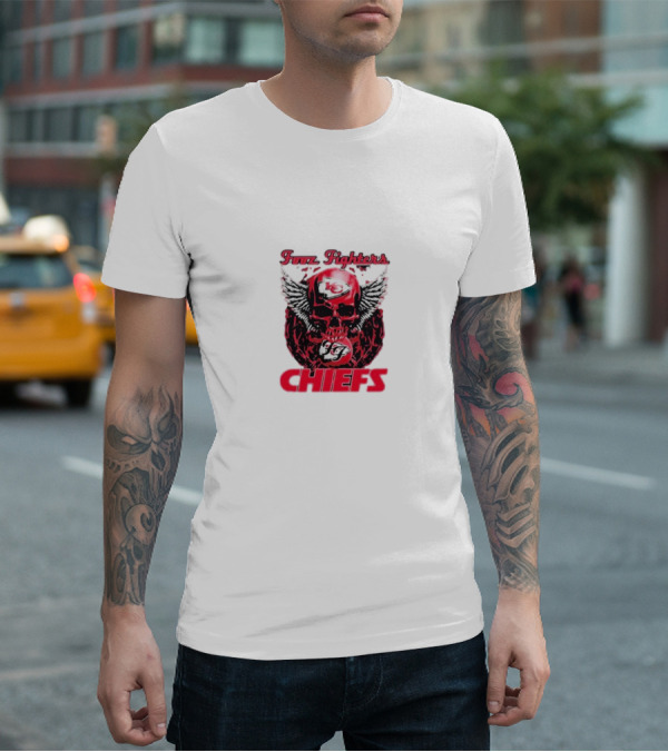 Fooz Fighters Kansas City Chiefs Skull Wings T-Shirt