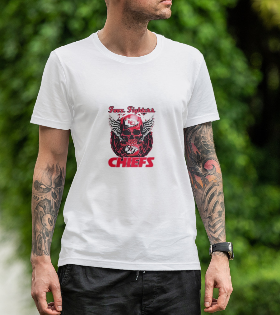 Fooz Fighters Kansas City Chiefs Skull Wings T-Shirt