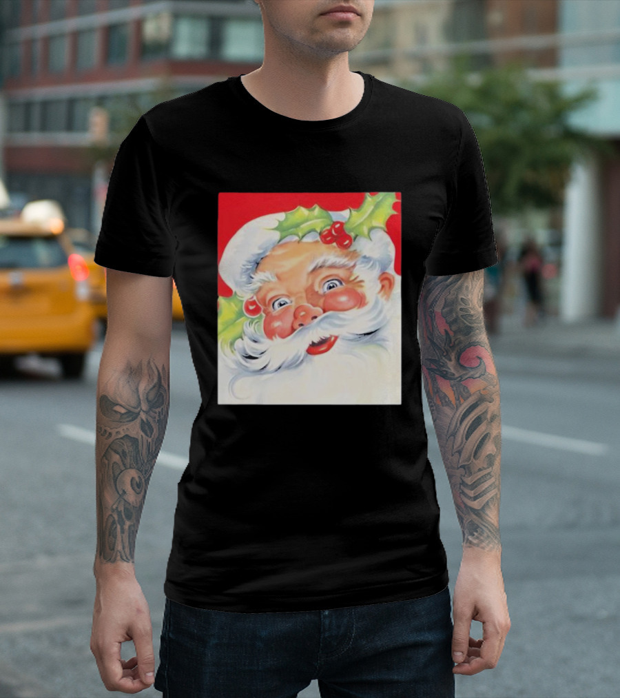 Christmas Jolly Santa Claus Holly Berries Festive Cheer T-Shirt