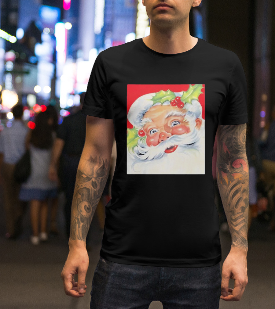Christmas Jolly Santa Claus Holly Berries Festive Cheer T-Shirt