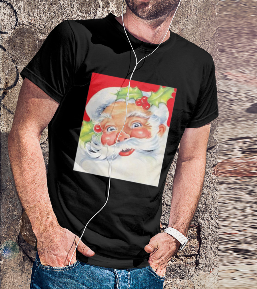 Christmas Jolly Santa Claus Holly Berries Festive Cheer T-Shirt