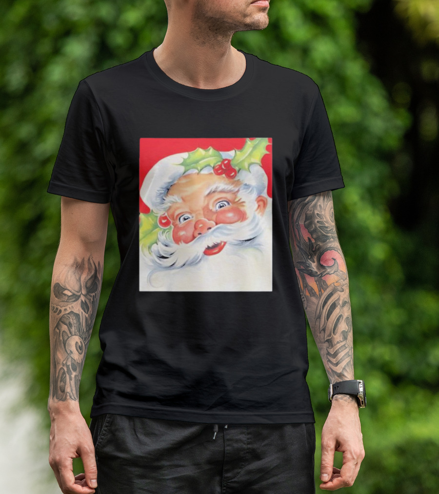 Christmas Jolly Santa Claus Holly Berries Festive Cheer T-Shirt