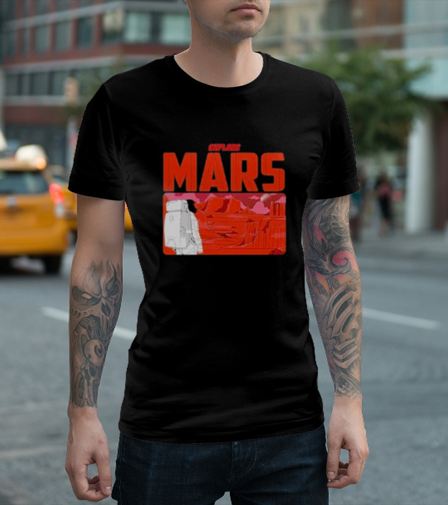 Explore Mars Astronaut Adventure Red Landscape T-Shirt