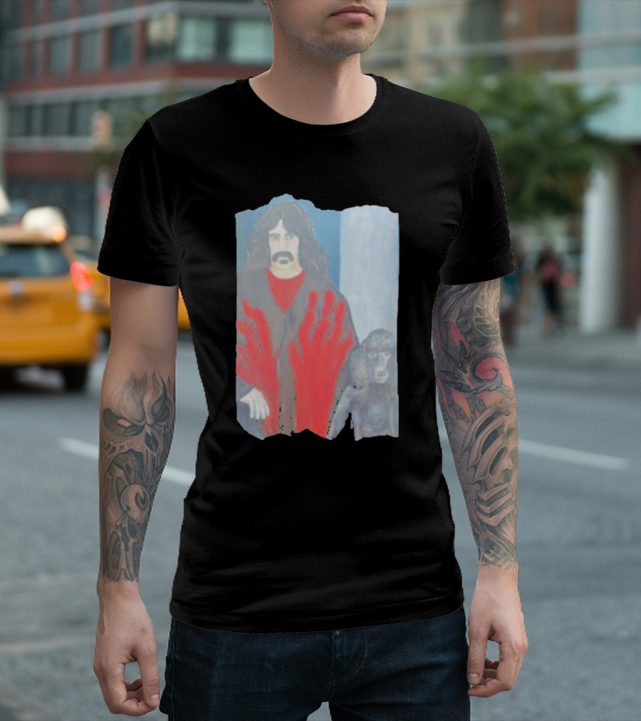 Jackey Neyman Jones Frank Zappa The Master Mashup with Red Hand Prints T-Shirt