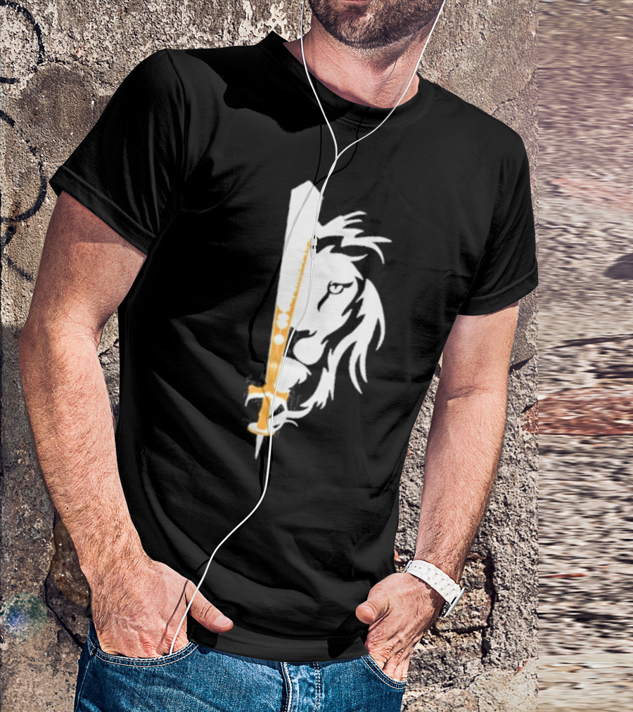 Real Sikh Lion And Sword Blackout Gold T-Shirt