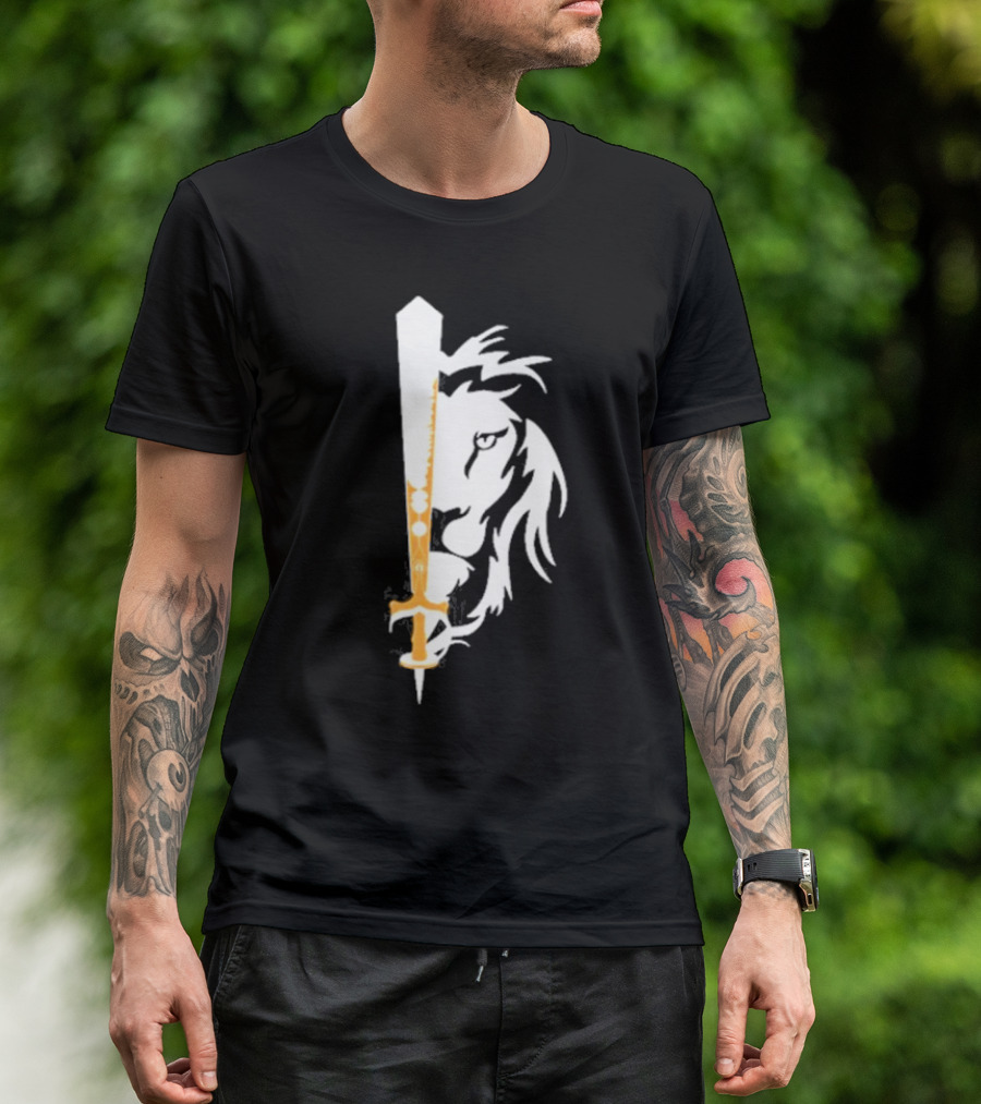 Real Sikh Lion And Sword Blackout Gold T-Shirt