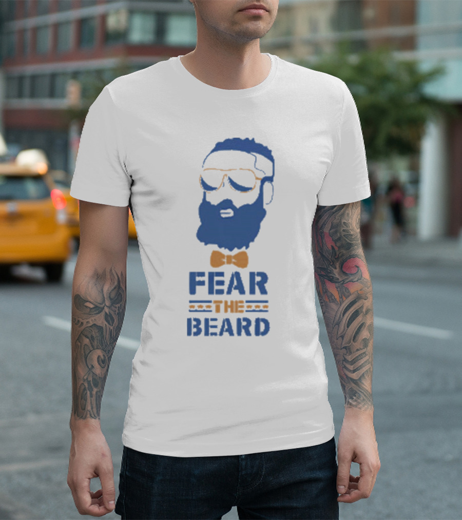 James Harden Fear The Beard Blue Orange Bowtie Sunglasses T-Shirt