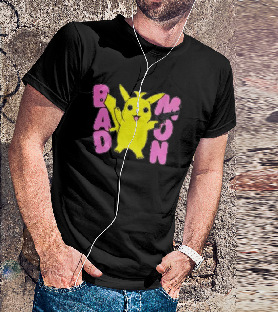 Bad Mon Pikachu With Pink Bold Letters T-Shirt