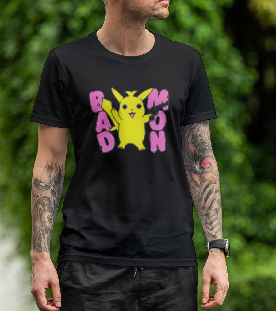 Bad Mon Pikachu With Pink Bold Letters T-Shirt