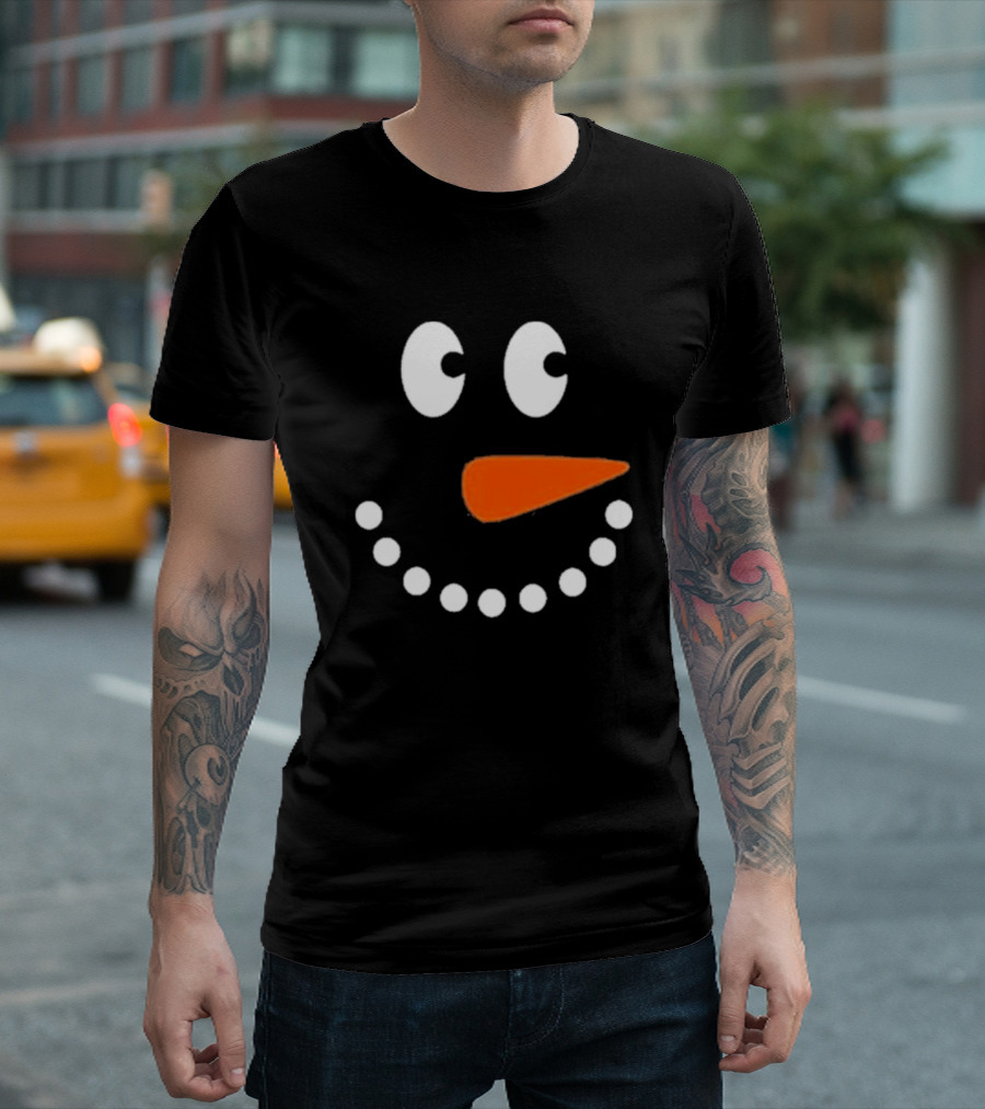 Joyful Snowman Face Christmas Holiday T-Shirt