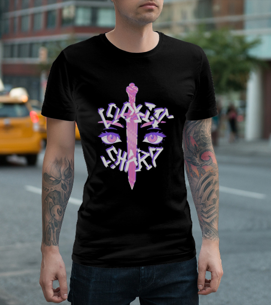 Lookin’ Sharp Kitty-Knife Eyes and Sword T-Shirt