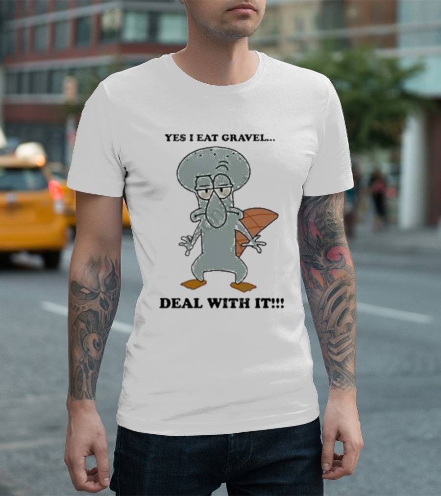 Nescartridges Yes I Eat Gravel Deal With It Angry Cartoon Beaver Character T-Shirt